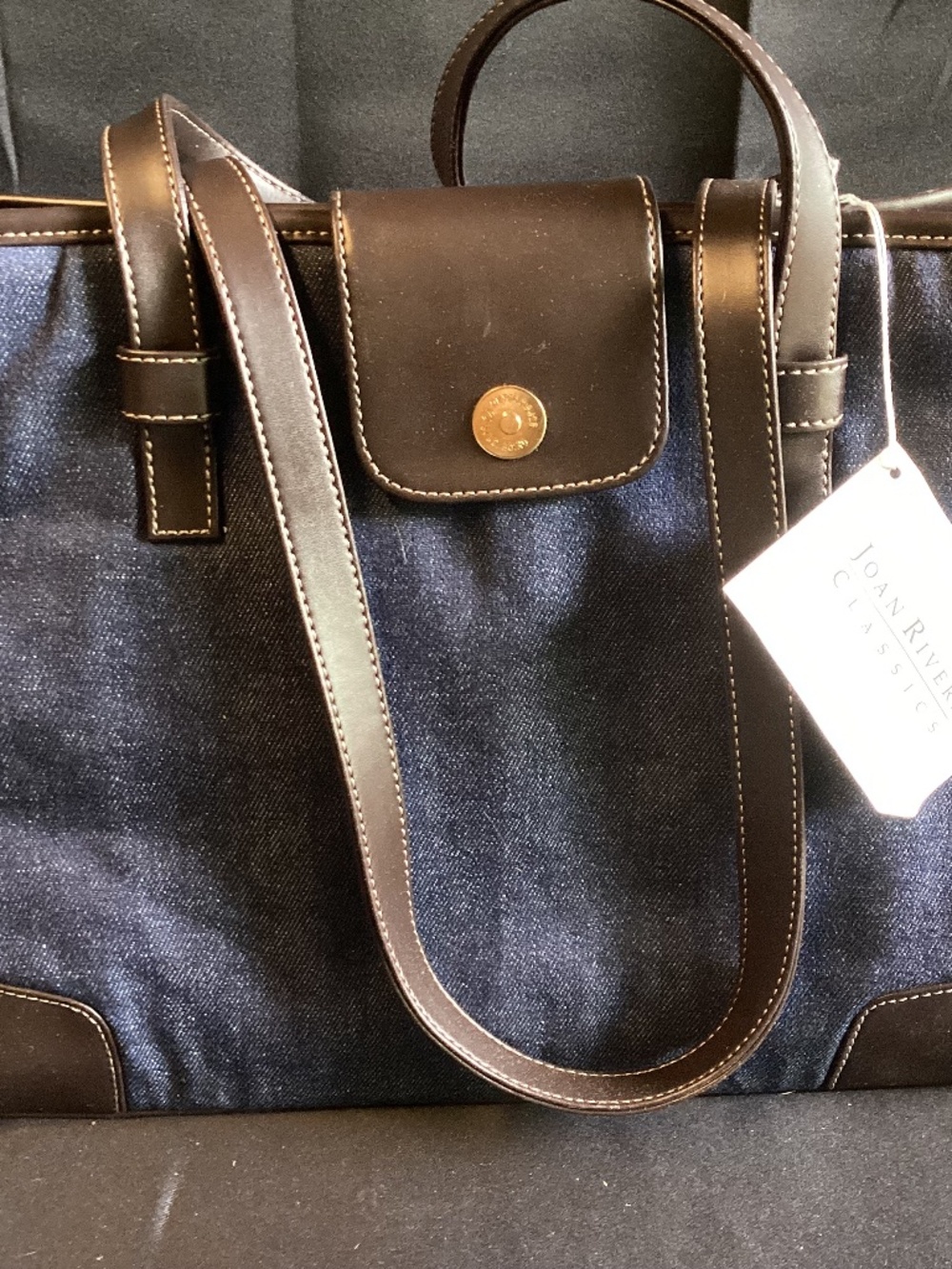 Beautiful Navy Blue Denim Joan Rivers Classic Bag